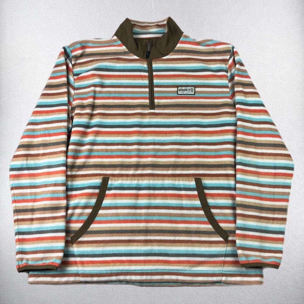 Hooey Fleece Pullover Womens XL Multi Striped 1/4 Zip Western Aztec Pocket
